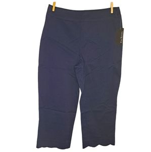 NEW Kim Rogers Navy Blue Capris Pants with Scalloped Hem Size 6